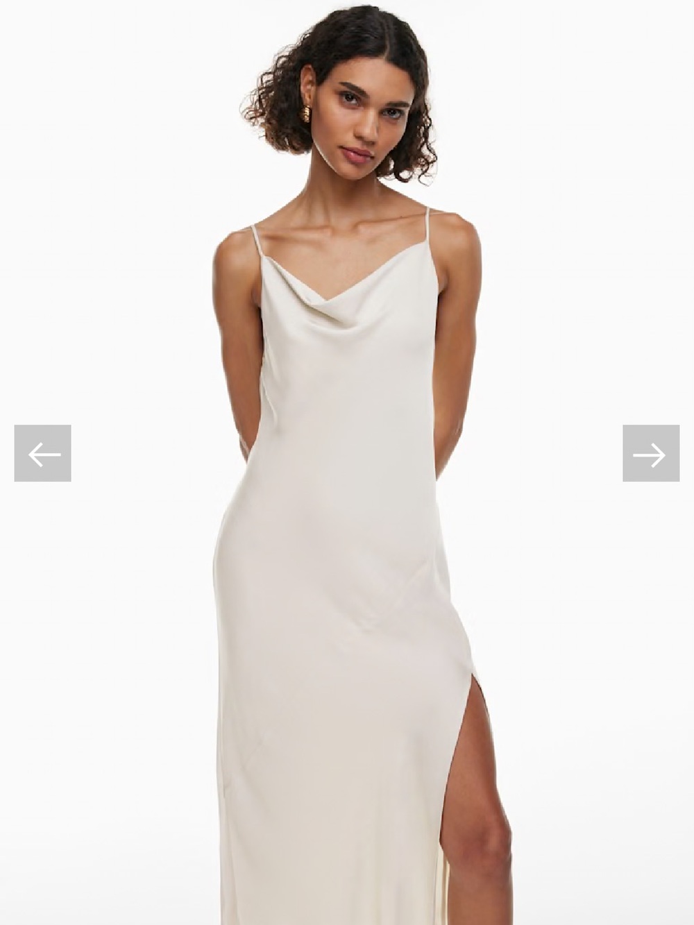 Babaton Aritzia Fonda Dress Satin Cowl Neck Cream Effortless Minimalist Large - Picture 3 of 8